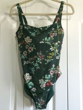 Green Floral Balconette One Piece Swimsuit